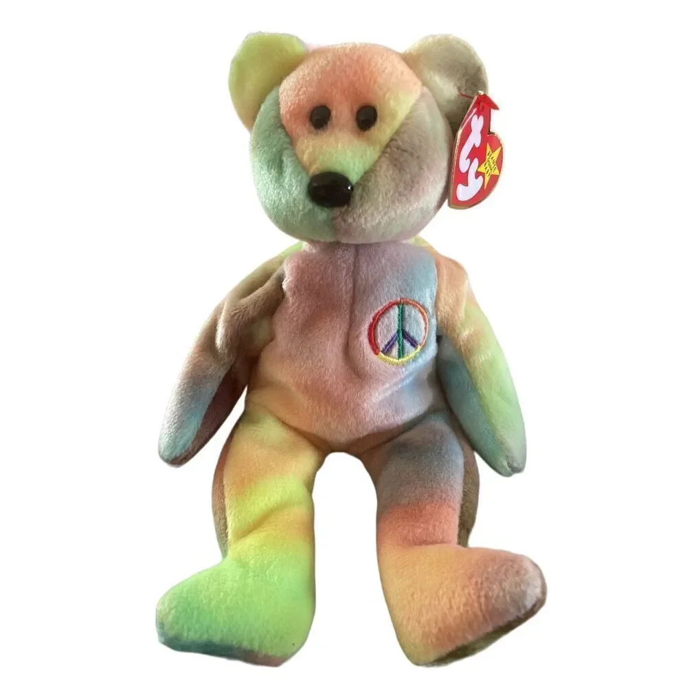 Peace Bear 1996 Ty Beanie Baby Plush Collectible Nostalgia Stuffed Animal Y2K Vi
